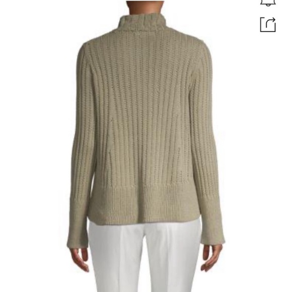 Inhabit Olive Green Mock Neck Chunky Knit Cotton Sweater - Picture 11 of 13